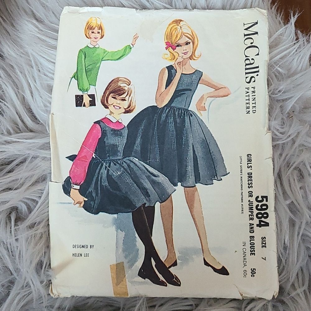 3/$15 vintage 1961 Girls Dress Blouse McCalls Sewing Pattern 5984 sz 7 